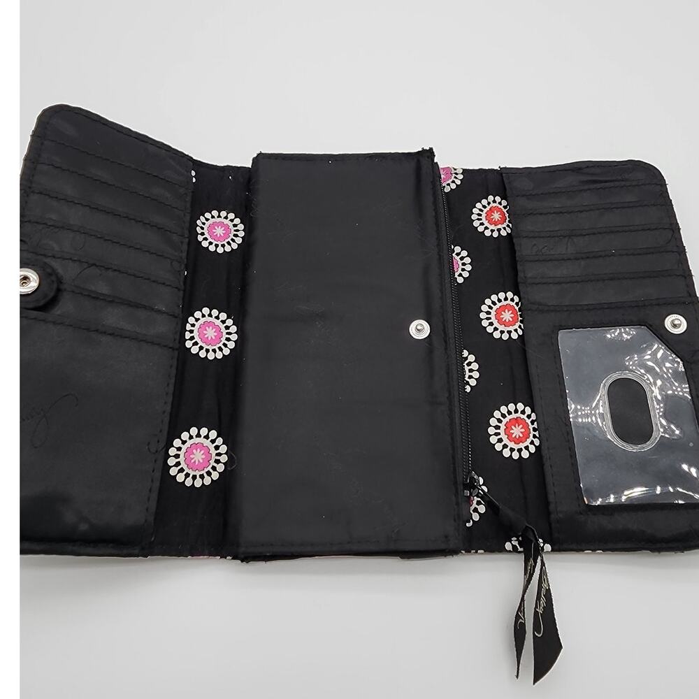 Vera Bradley Tri-Fold Black Quilted Wallet - Picture 2 of 6